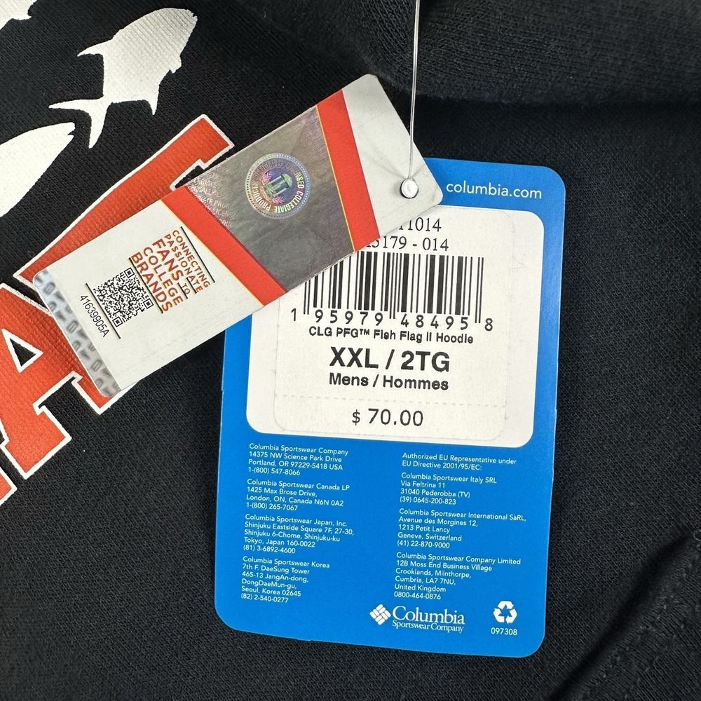 Columbia PFG Oregon State Beavers Fish Flag Hoodie Mens XXL Black Pullover NEW - Picture 6 of 7